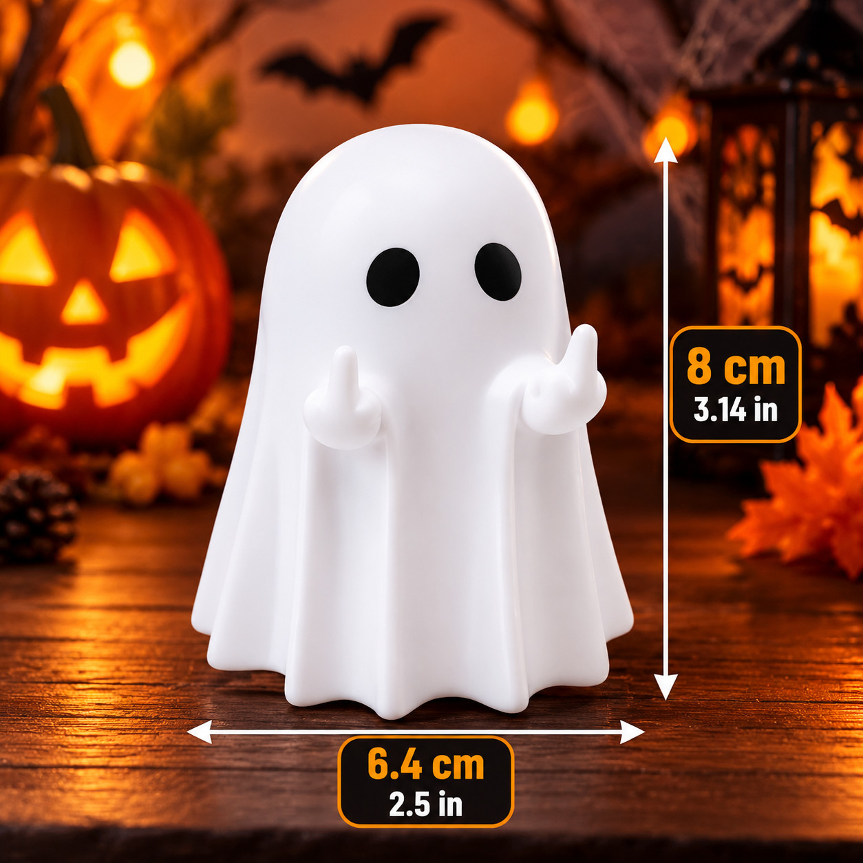 Halloween Ghost Figurine Funny Middle Finger Statue Novelty Tabletop Decor Gift