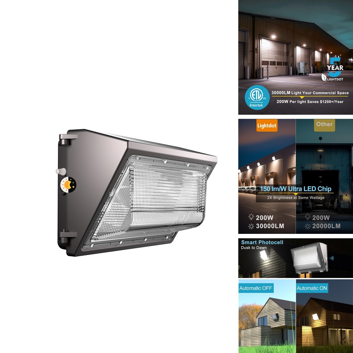 Lightdot WPM-17-468 200W 1 Pack Wall Pack LED Light 100-277V 30000LM Lightdot WPM-17-468 200W 1 Pack Wall Pack LED Light 100-277V 30000LM