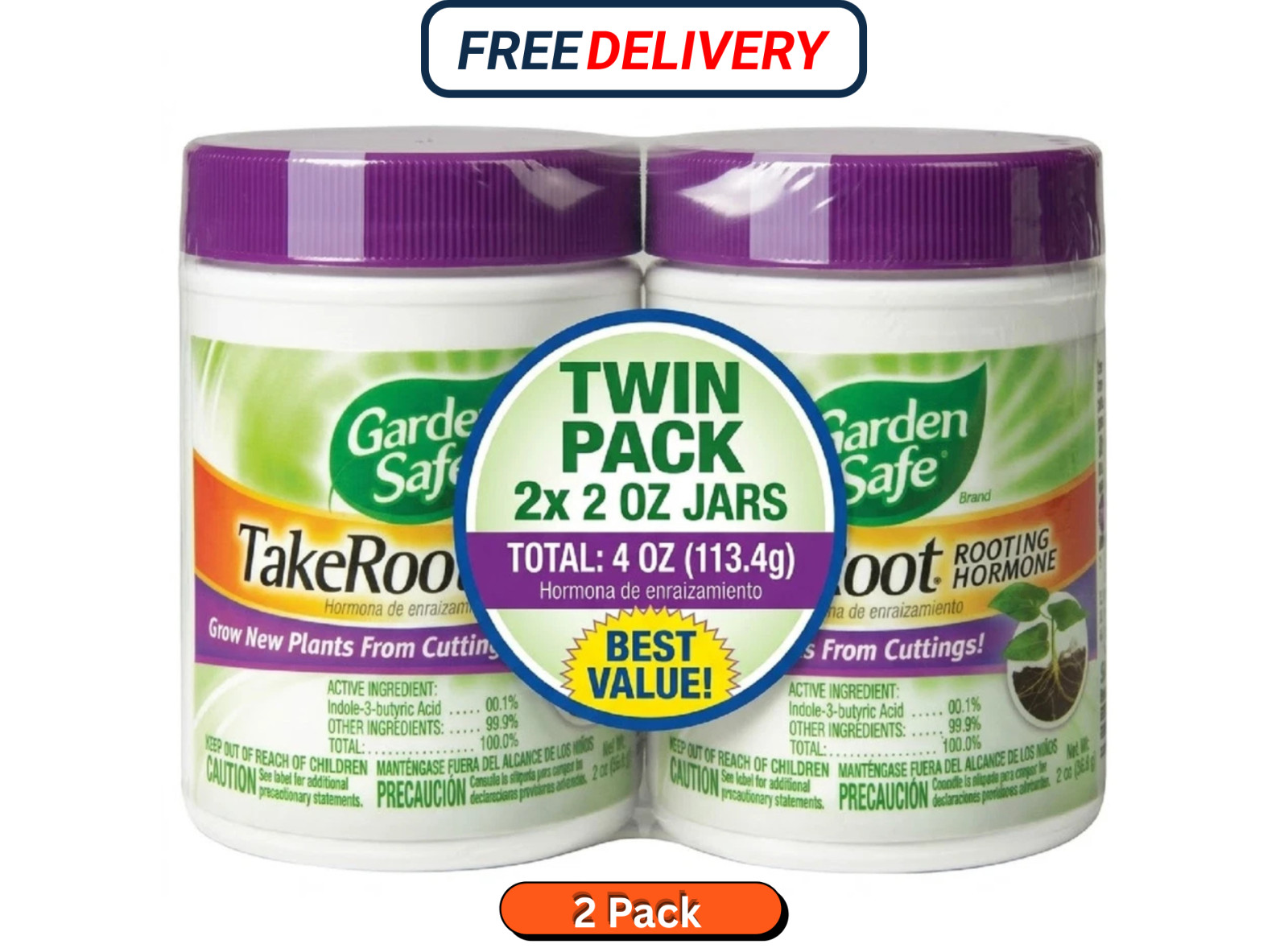 2 Pack Garden Safe Takeroot Rooting Hormone, New Plants Growth Powder - 2 Ounces