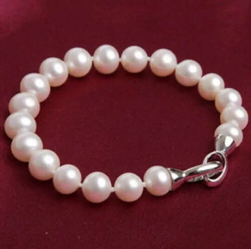 Gorgeous AAAA+ 9-10mm Natural Round South Sea White Pearl Bracelet 7.5-8\ Gorgeous AAAA+ 9-10mm Natural Round South Sea White Pearl Bracelet 7.5-8\