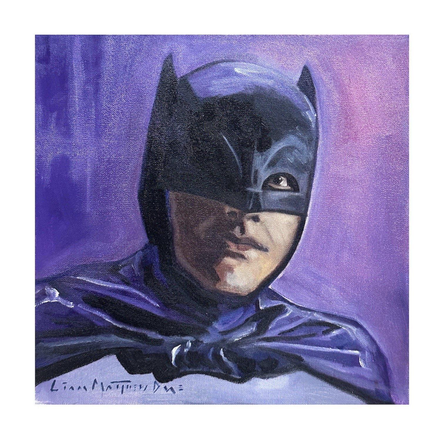 Original Batman Painting Adam West 1966 Realism Art Signed 12x12 Original Batman Painting Adam West 1966 Realism Art Signed 12x12
