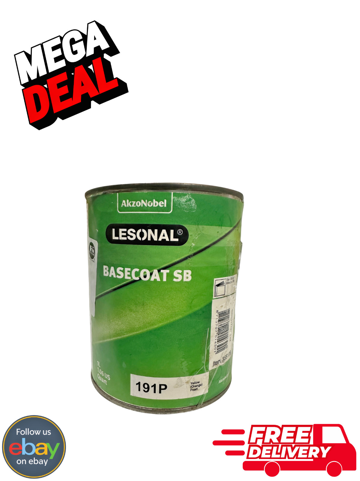 AkzoNobel Lesonal Basecoat SB 191P Yellow (Orange) Pearl Quart