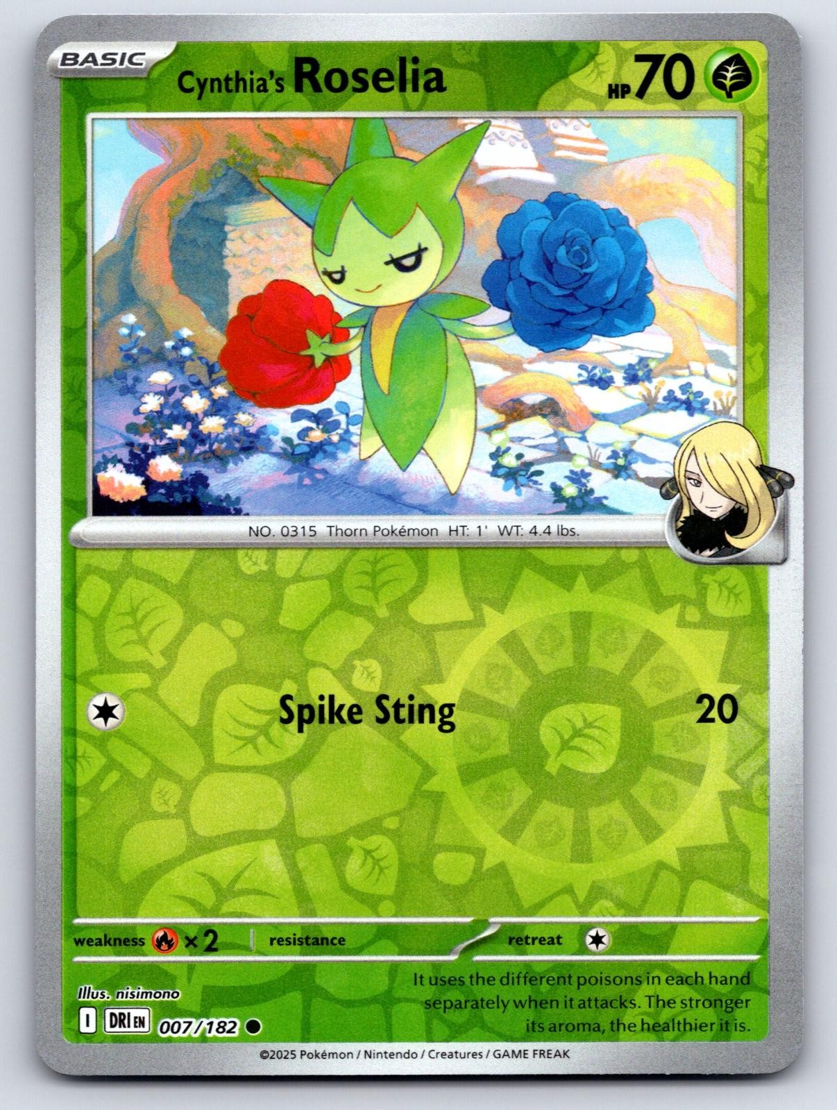 Cynthia\'s Roselia 007/182 Common Destined Rivals Pokemon Reverse Holo