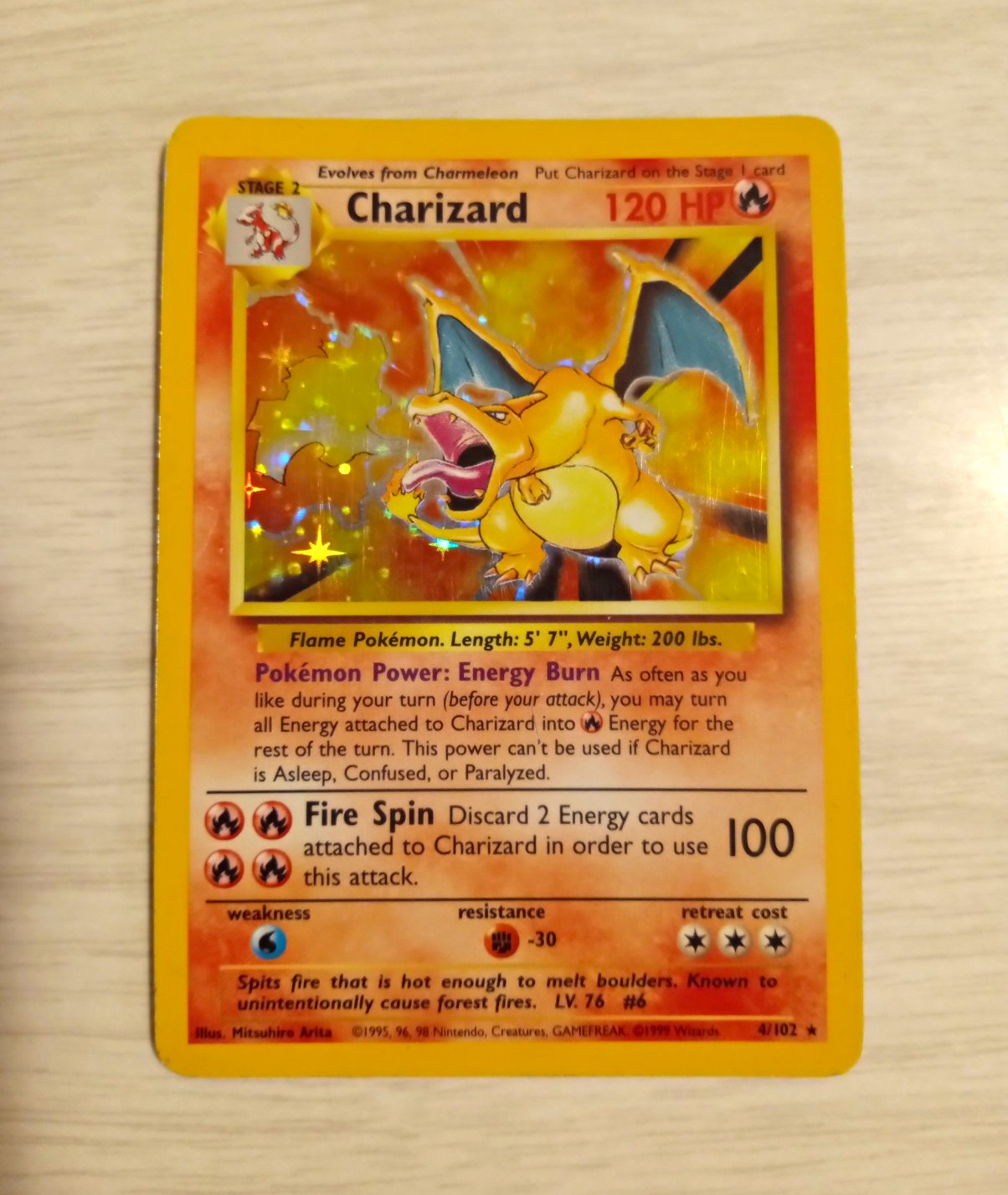 Charizard 4/102 Base Set Unlimited Holo Rare 1999 English MP