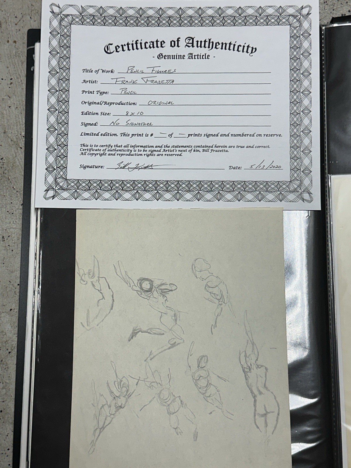 Frank Frazetta original Pencil Figure sketch With COA