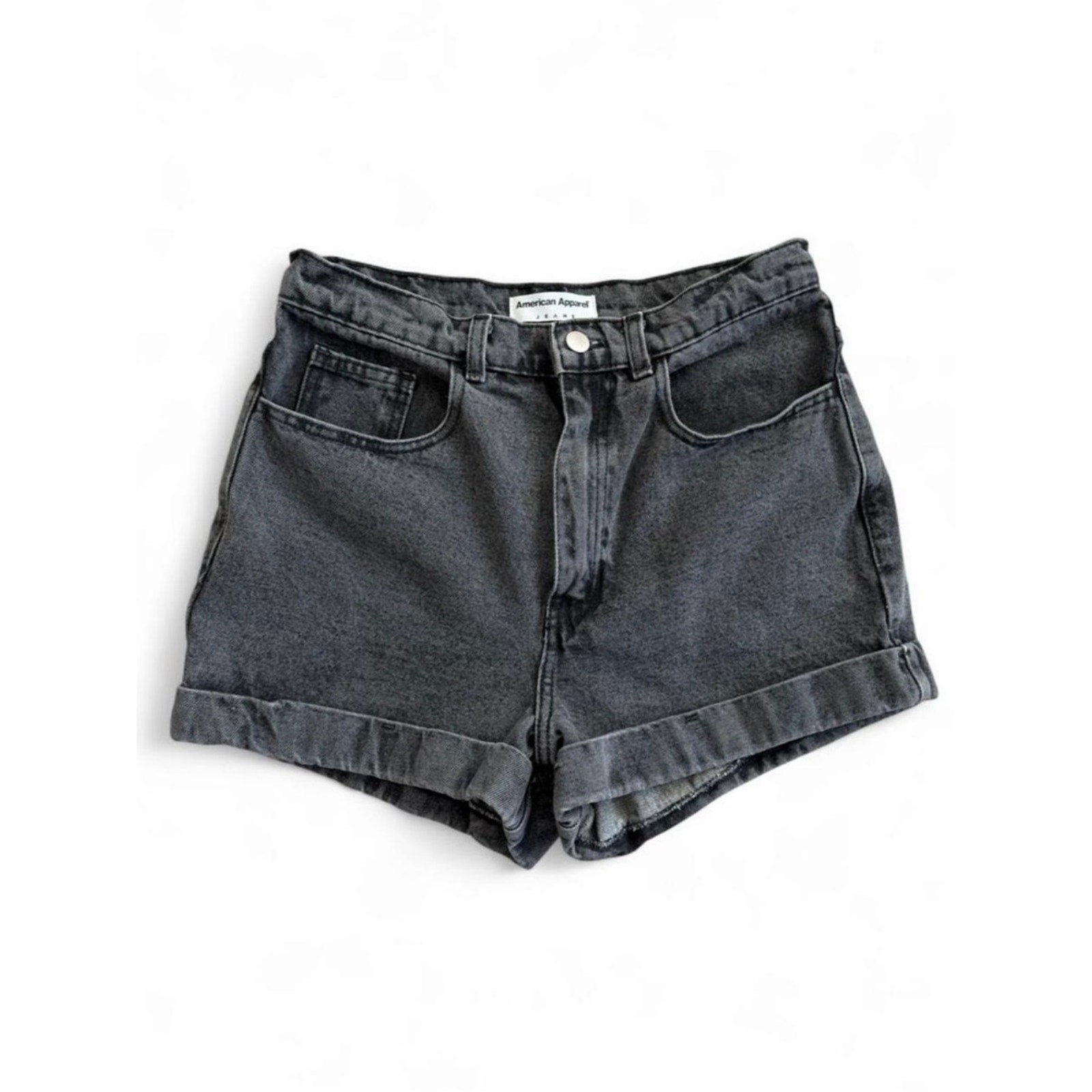 Vintage American Apparel Made in USA Washed Black High-Rise Denim Shorts Size 29