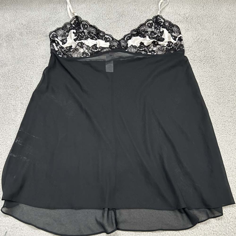 Cacique Babydoll 18/20 Black White Lace Sheer Chemise Plus Size Lingerie
