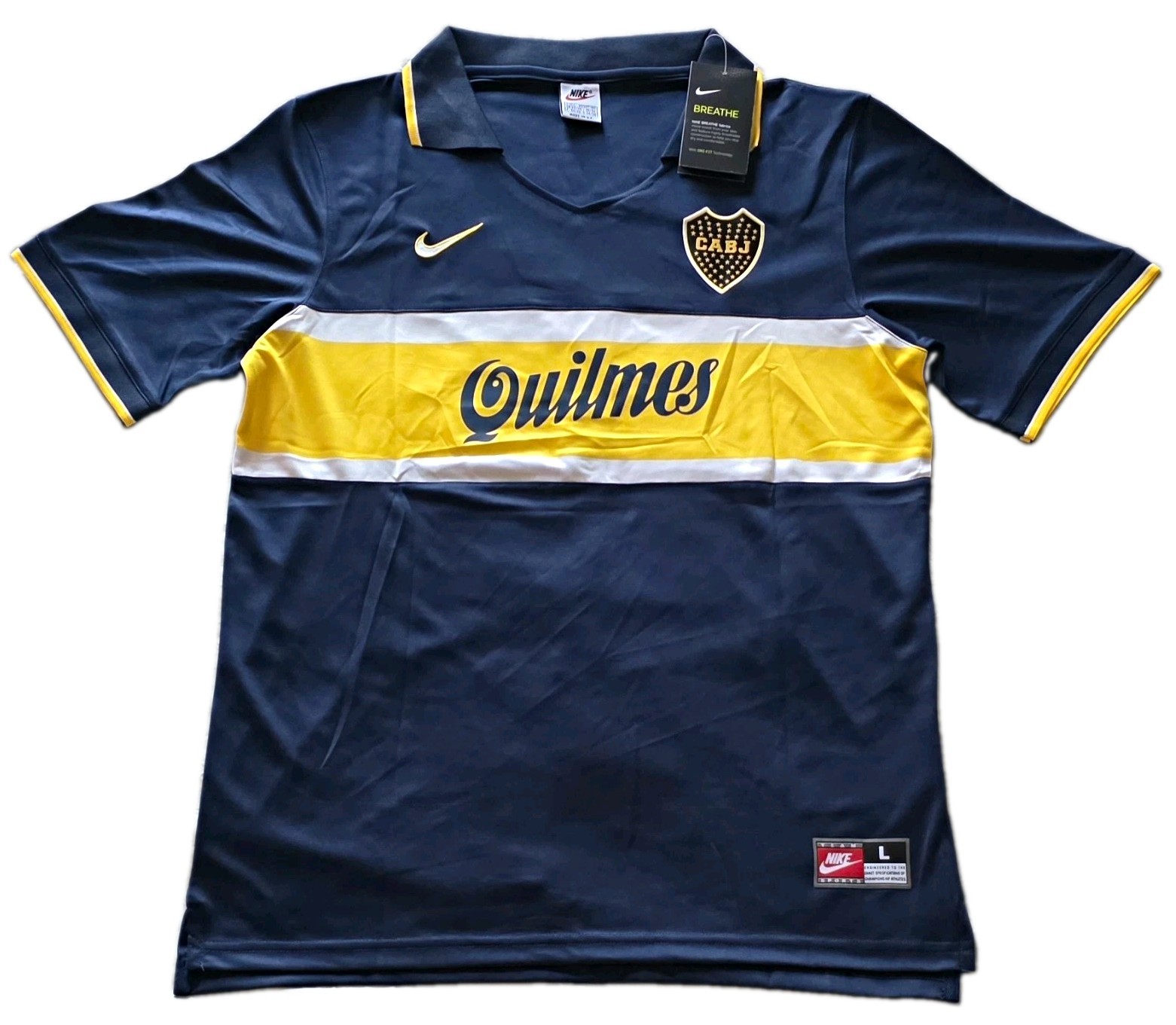 Nike Boca Juniors Diego Maradona #10 Soccer Jersey Men’s L Blue Yellow White