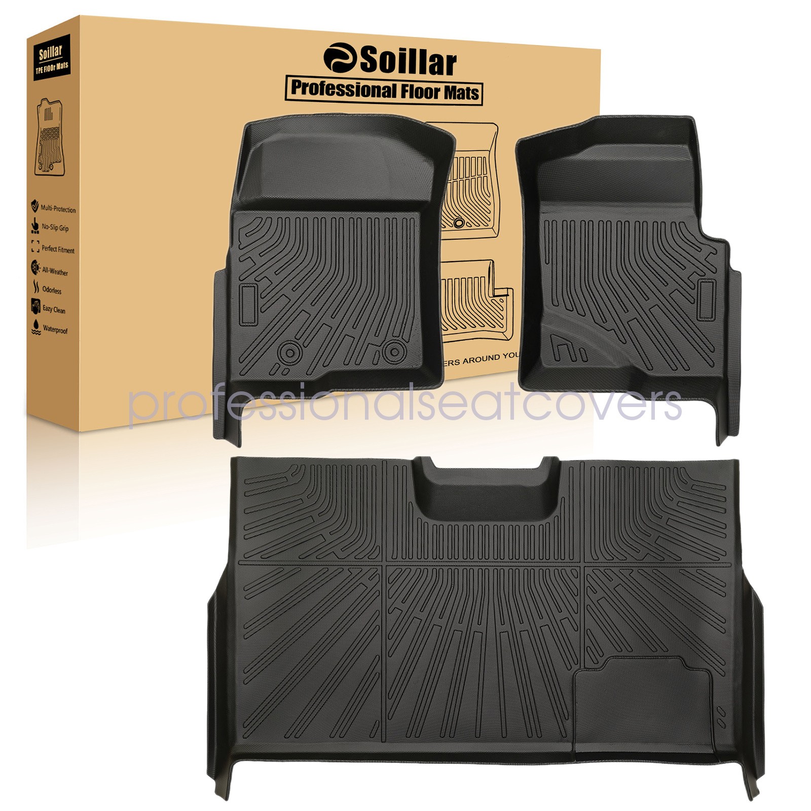 For 2010 2011 2012 2013 2014 Ford F-150 Super Crew Cab TPE Floor Mats Liners New