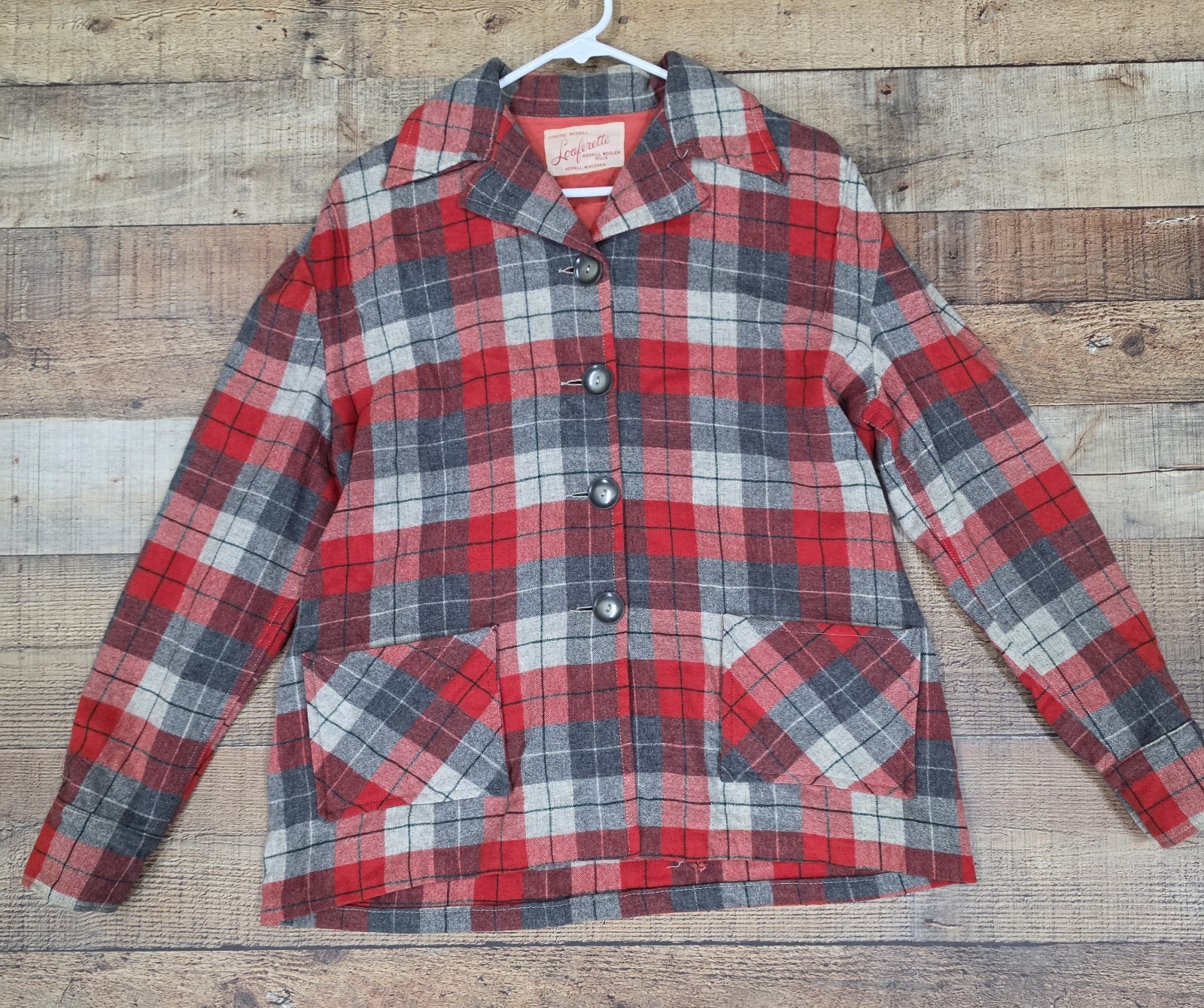 Vtg 50s Womens Loaferette Wool Flannel Jacket Sz L Great Condition RARE Vtg 50s Womens Loaferette Wool Flannel Jacket Sz L Great Condition RARE