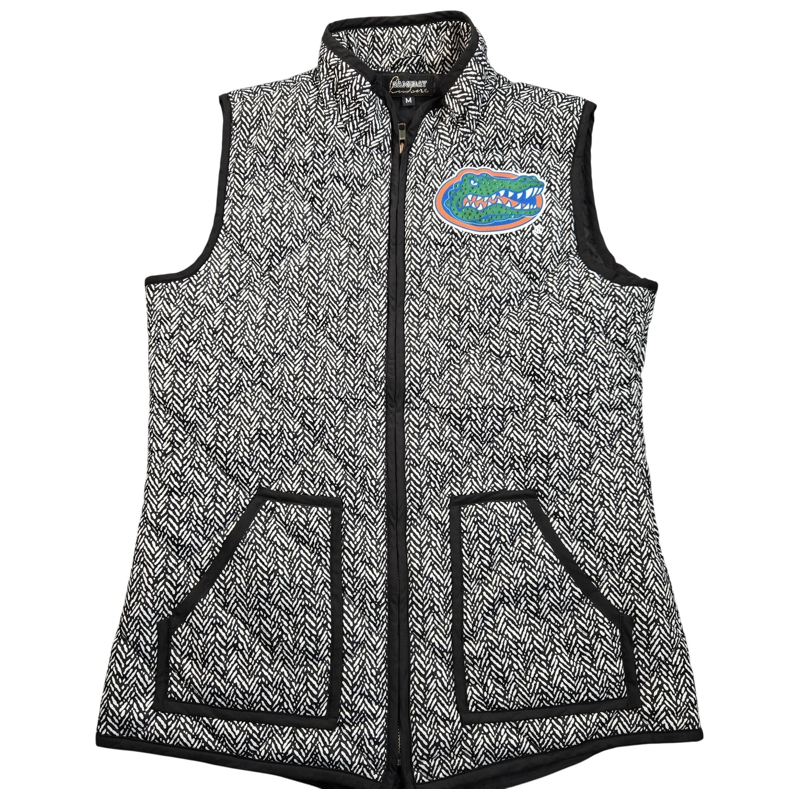 Florida Gators Vest Jacket Womens Medium Black NCAA Football Gameday Couture