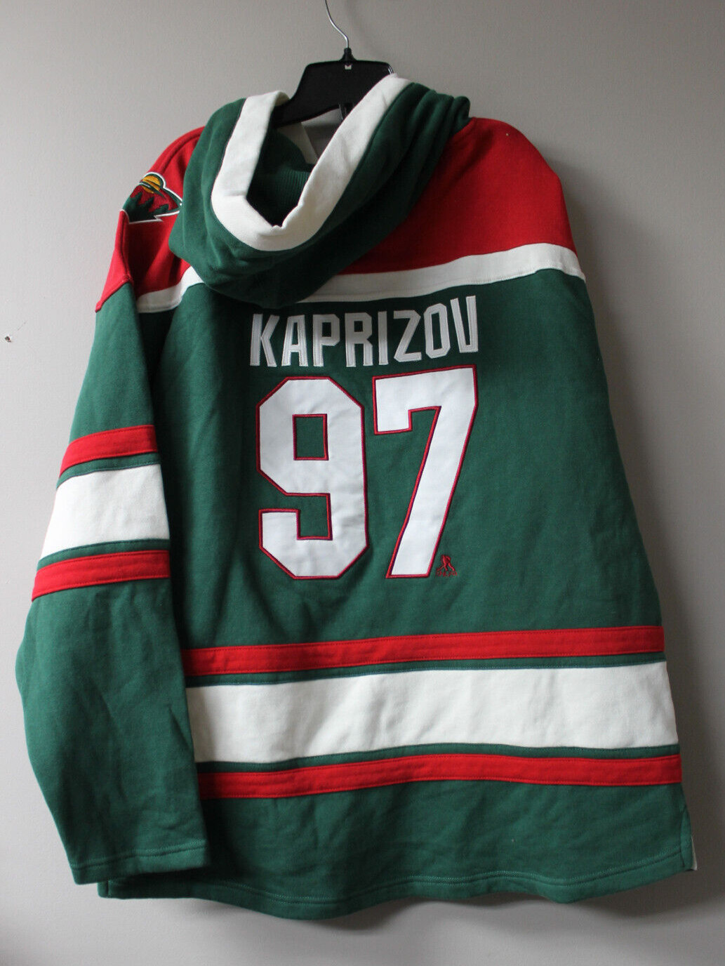 New NHL Minnesota Wild #97 KAPRIZOV old time mid weight cotton hoodie men's L