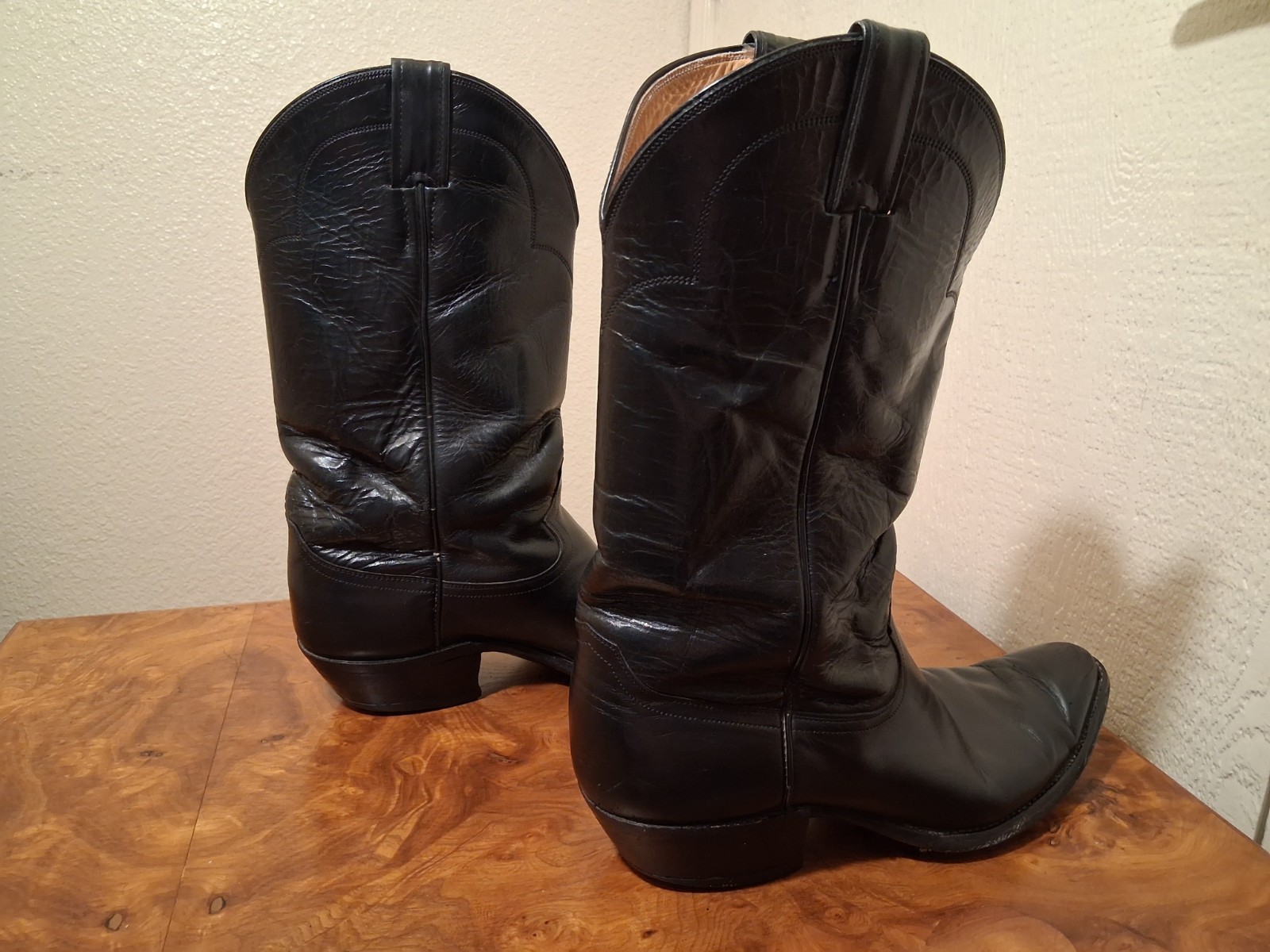 Vintage Justin Boots Men’s 11 D Black Leather Cowboy Western Boots Style 2493 US