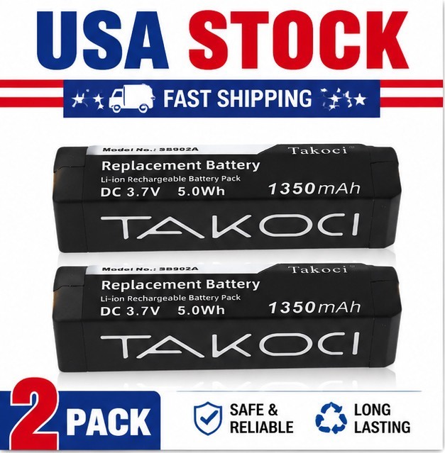 2 Pack SB902A Battery for Shure GLXD1 GLXD2 GLX-D Digital Wireless System MXW2