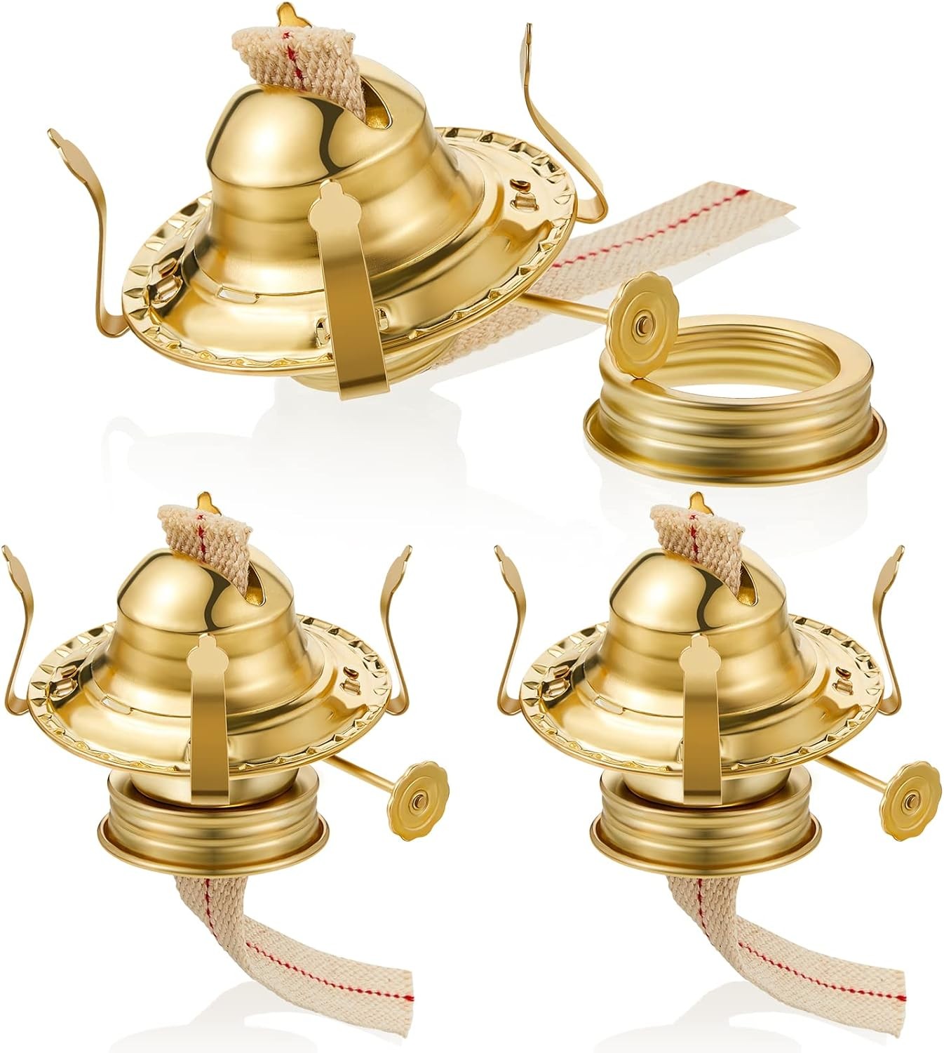 3 Pieces Oil Lamp Parts Burner Kerosene Brass Plated #2 Oil Lamp Chimney Holder 3 Pieces Oil Lamp Parts Burner Kerosene Brass Plated #2 Oil Lamp Chimney Holder