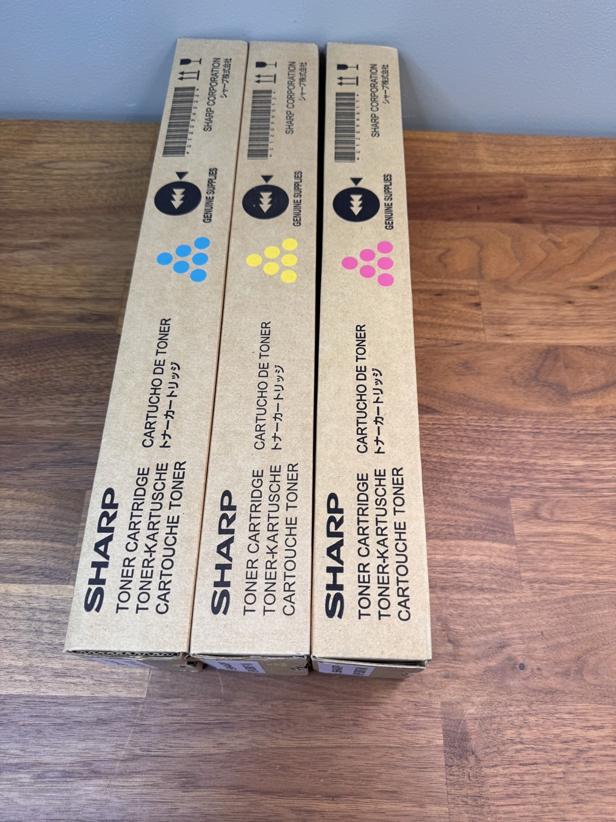 LOT OF 3 GENUINE SHARP BP-C50NT-CA, BP-C50NT-YA, BP-C50NT-MA Magenta, Yellow, Cy