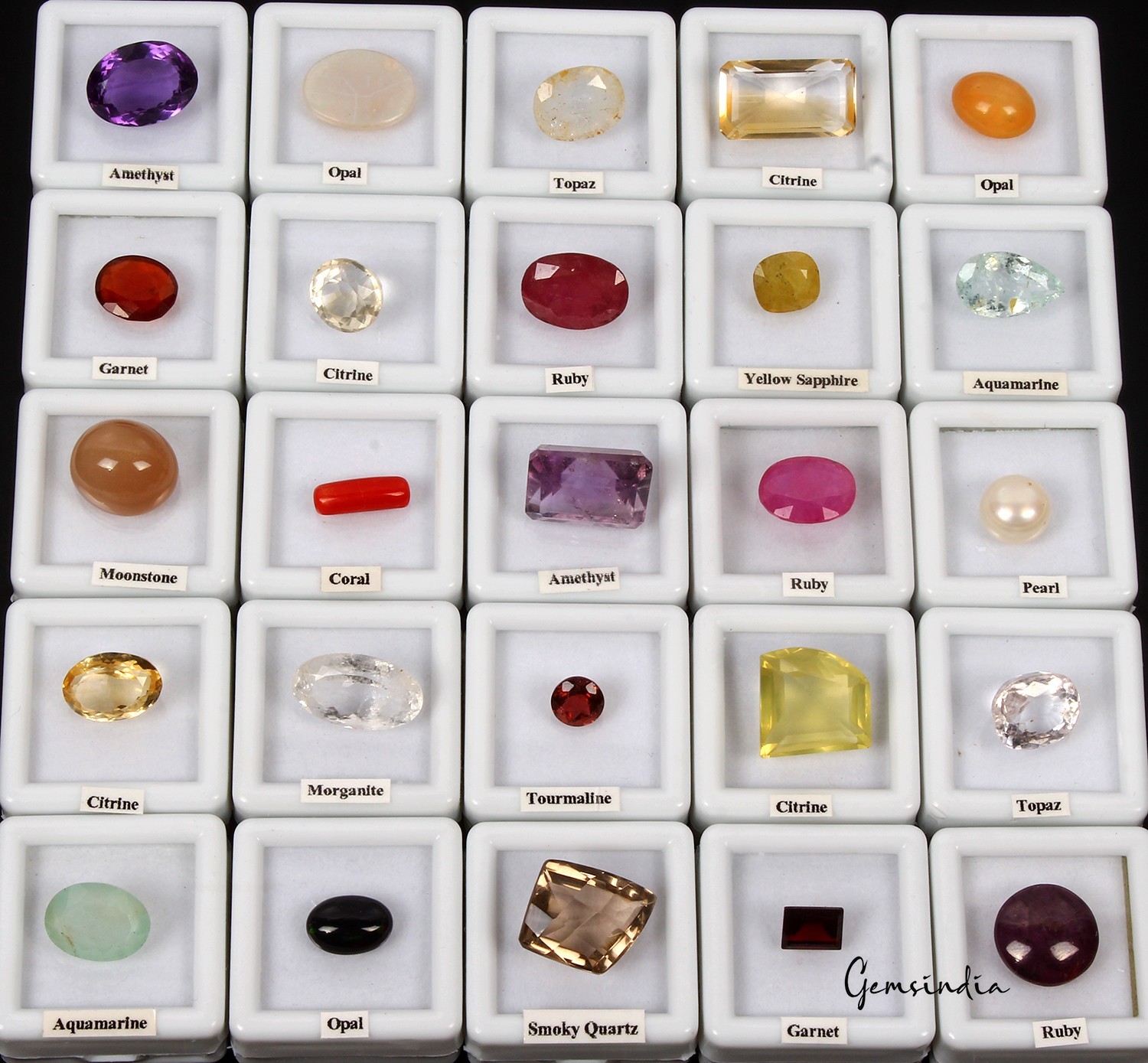 25Pcs Estate Genuine Multi Gems Loose Multi Color Huge Stone Collection w/ Boxes