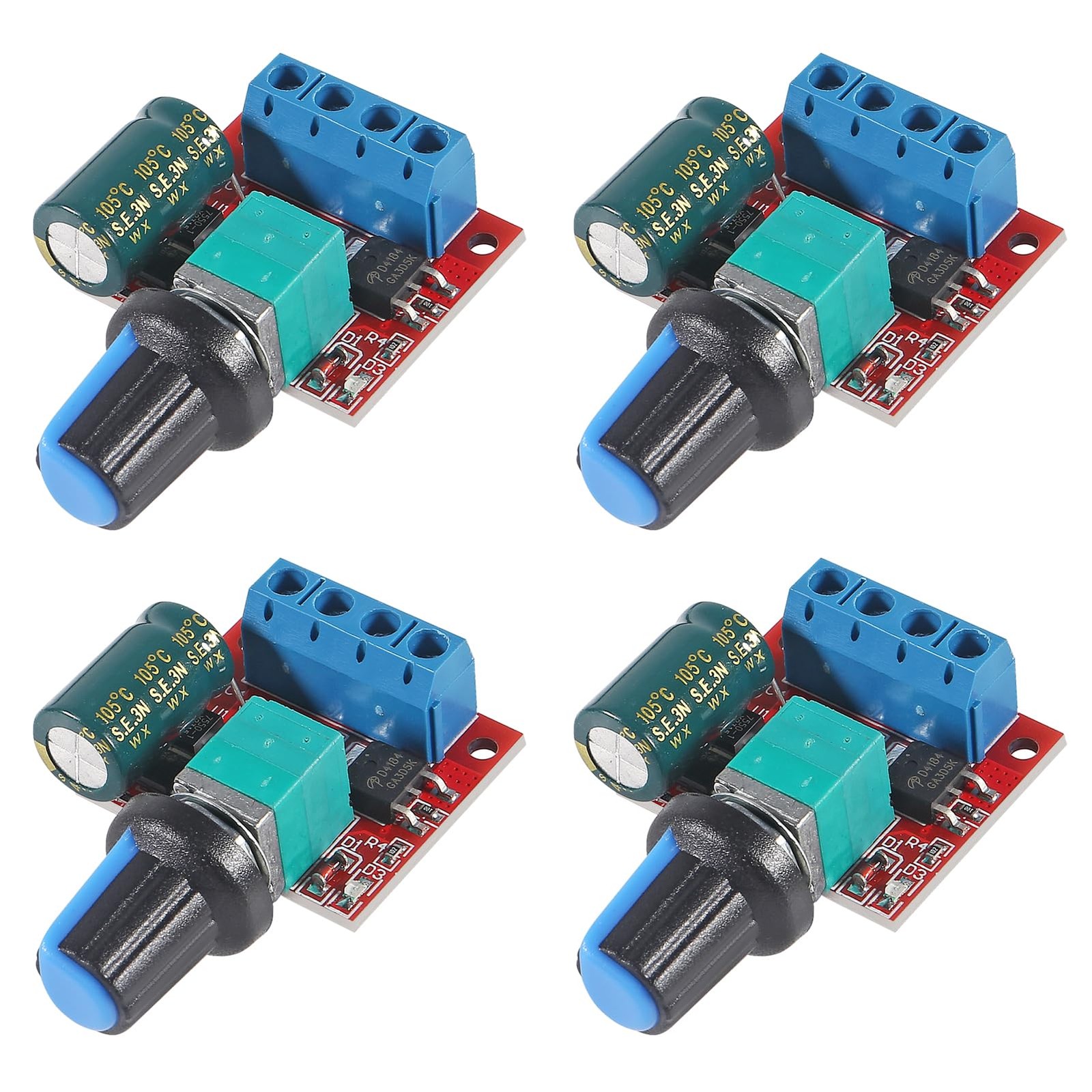 DORHEA 4Pcs 12V Mini 2A 90W PWM Motor Speed Controller DC-DC black,gray