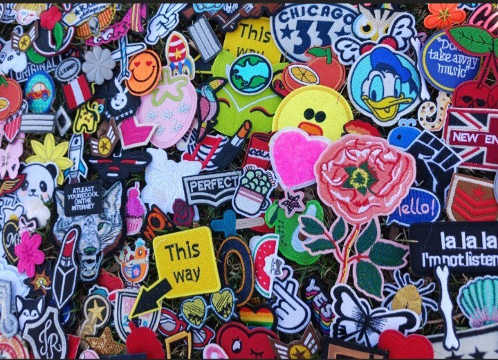 100 MIXED IRON on and SEW on patches. Huge patch lot ships USA free Appliques