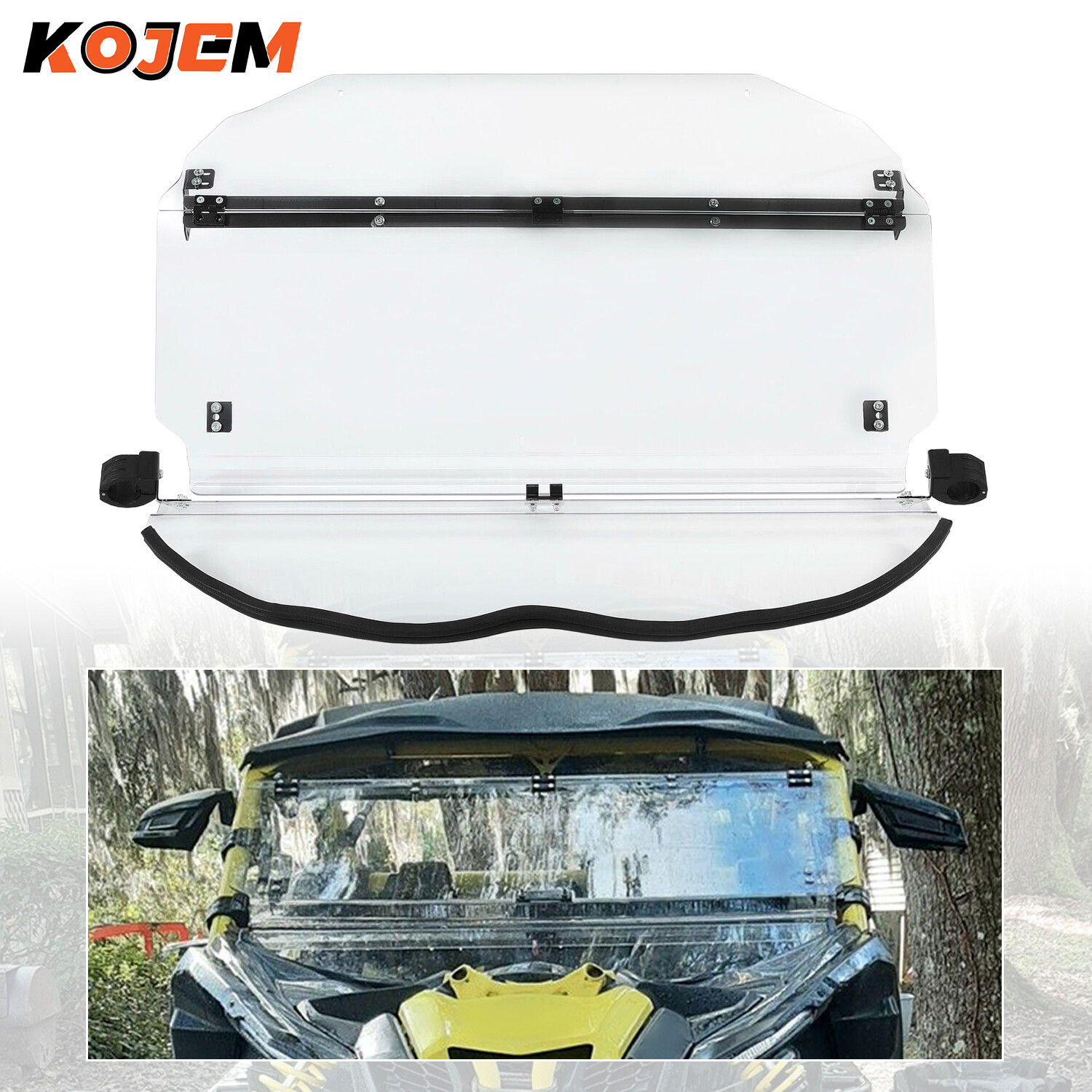 KOJEM 2-IN-1 Flip Clear Windshield for Can-Am Maverick X3 (64 KOJEM 2-IN-1 Flip Clear Windshield for Can-Am Maverick X3 (64