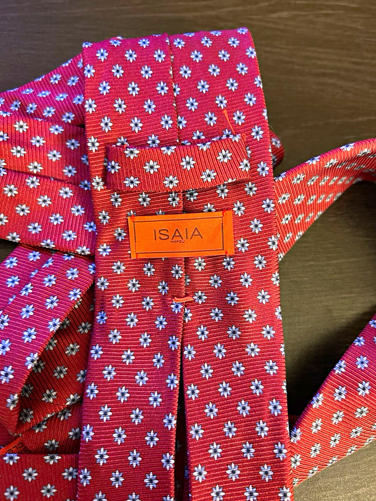 EUC ISAIA Napoli 7-Fold Woven 100% Silk Tie Handmade in Italy