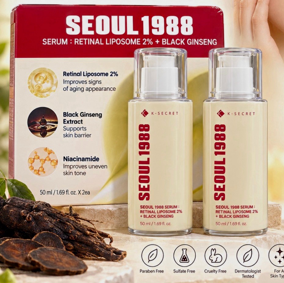 K-SECRET Seoul 1988 Retinal Liposome 2% + Black Ginseng Face Serum 50ml K-SECRET Seoul 1988 Retinal Liposome 2% + Black Ginseng Face Serum 50ml
