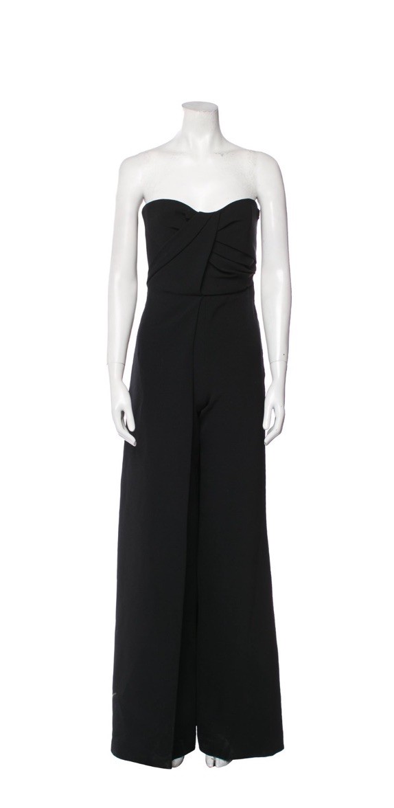 Safiyaa Asymmetric Black Crepe Strapless Jumpsuit Safiyaa Asymmetric Black Crepe Strapless Jumpsuit