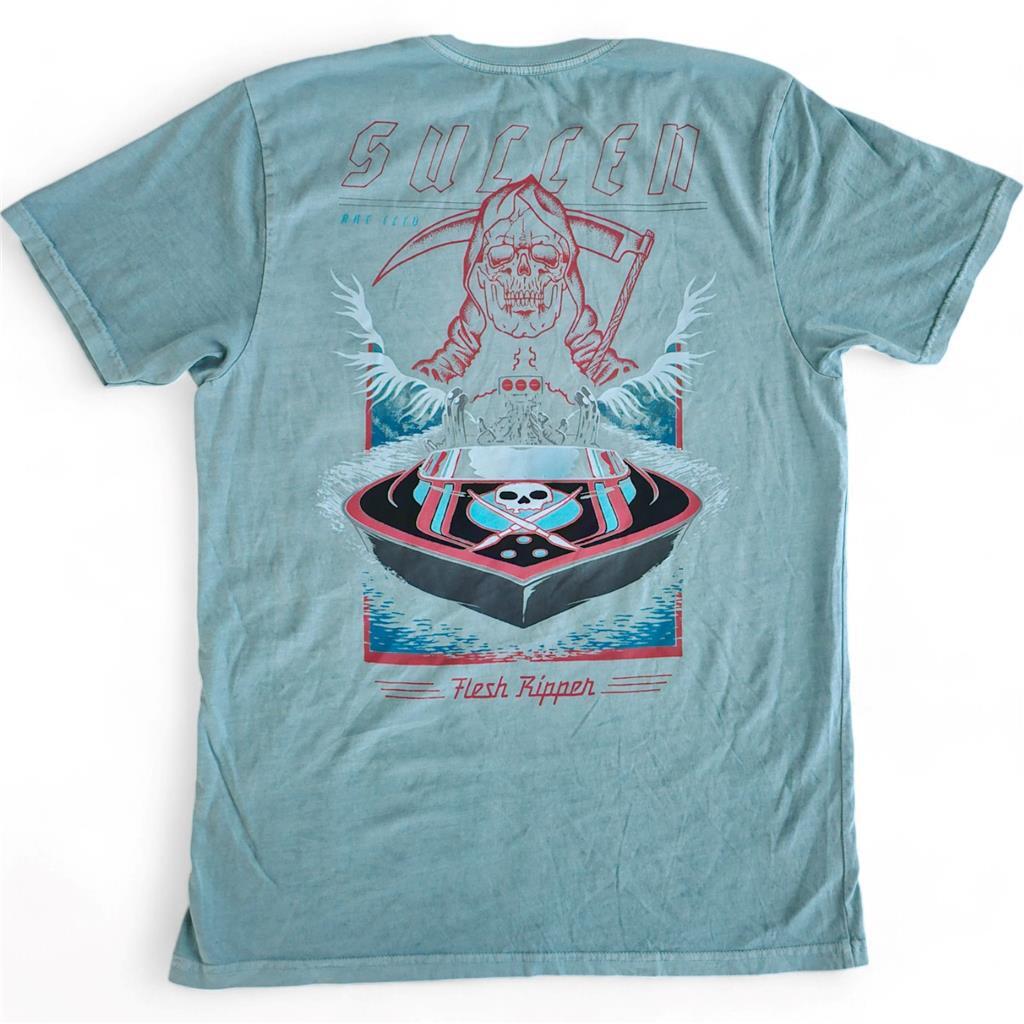 Men's Sullen Art Collective Flesh Ripper Blue Skull Premium Tee T-Shirt Large