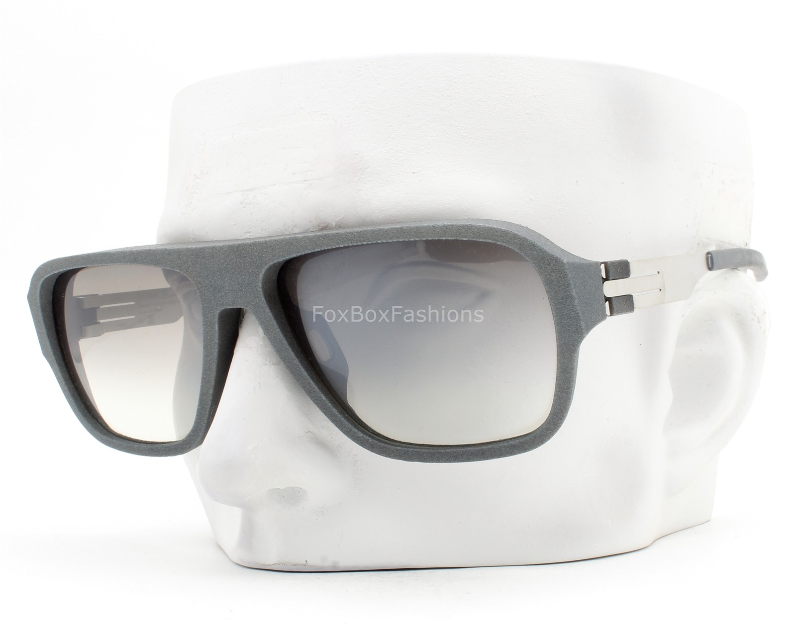 Ic Berlin I see Sunglasses Matte Pearl Blueish Gray on Pearl Silver with Case