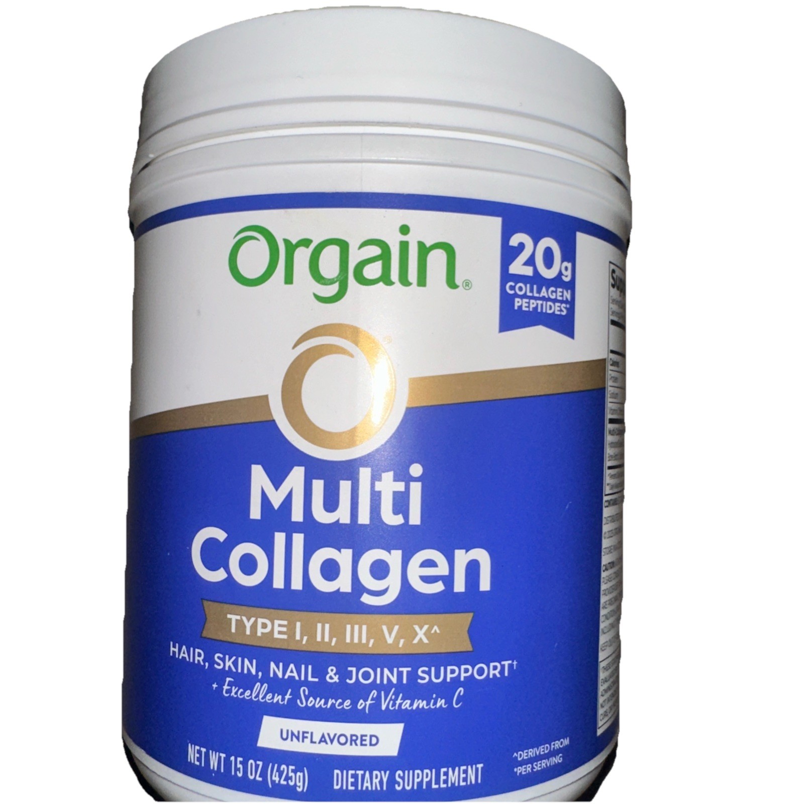 Orgain Multi Collagen Powder for Women & Men, 20g Collagen, Supports Exp:05/2027