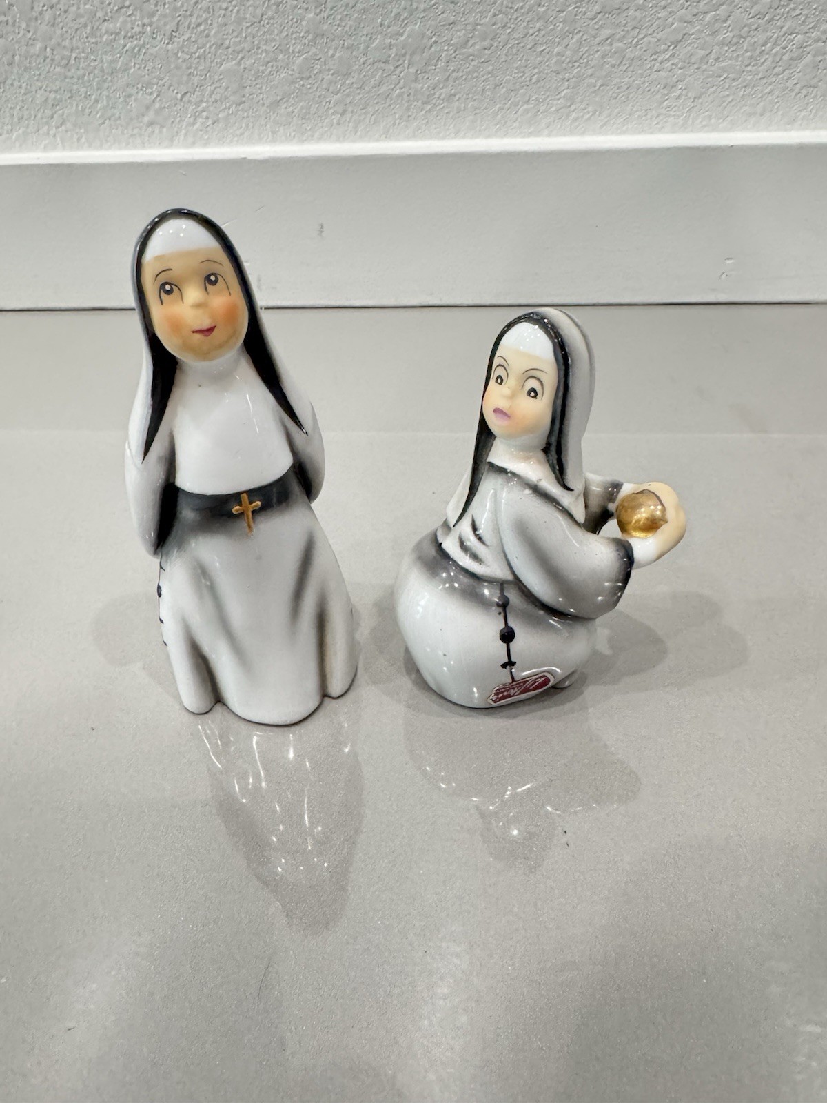 Vintage Lefton Nun Figurines Set Of 2 Skateboarding & Bowling Vintage Lefton Nun Figurines Set Of 2 Skateboarding & Bowling
