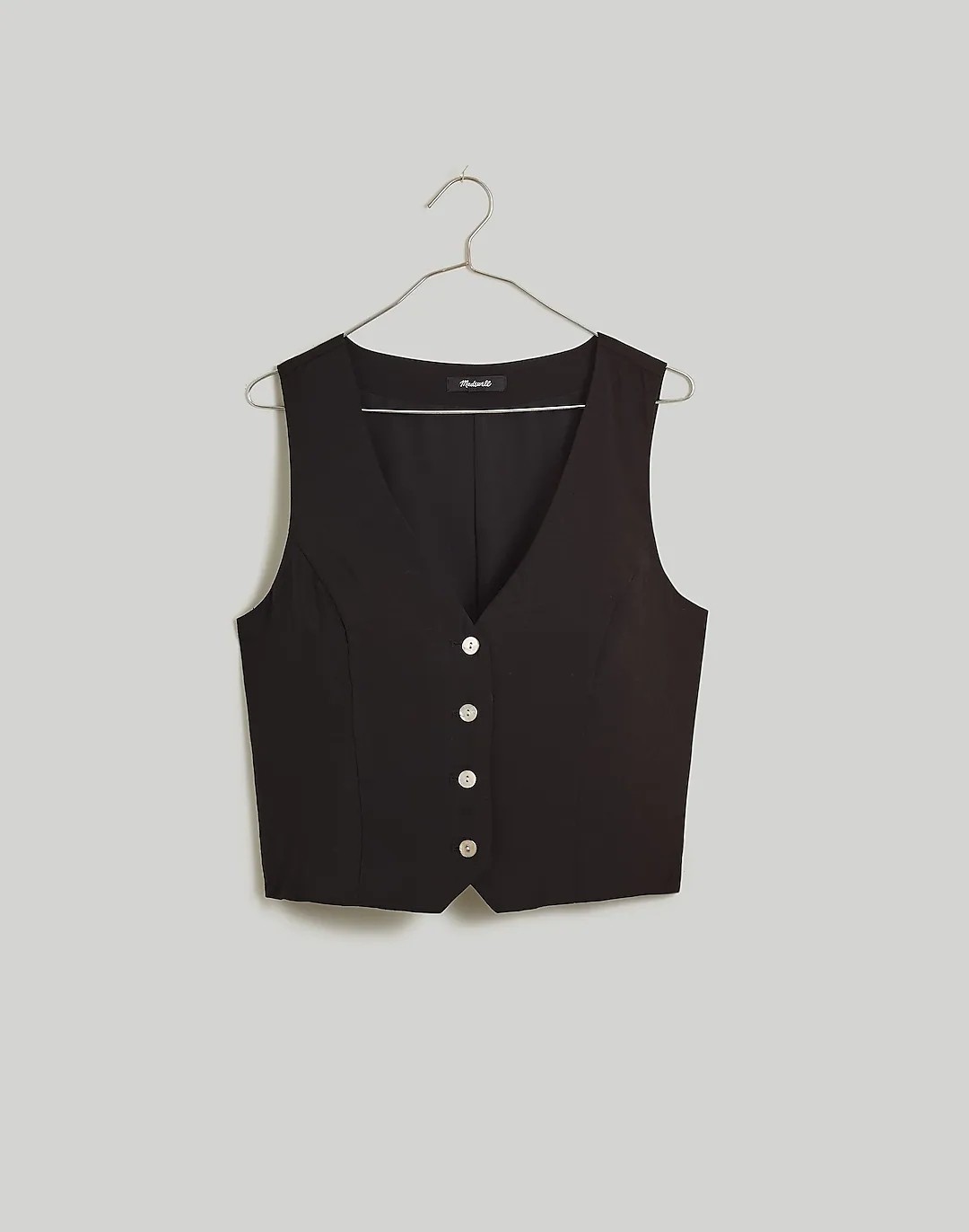 Madewell Katrina Crop Vest Top In Soft Drape True Black Size 12 NM422