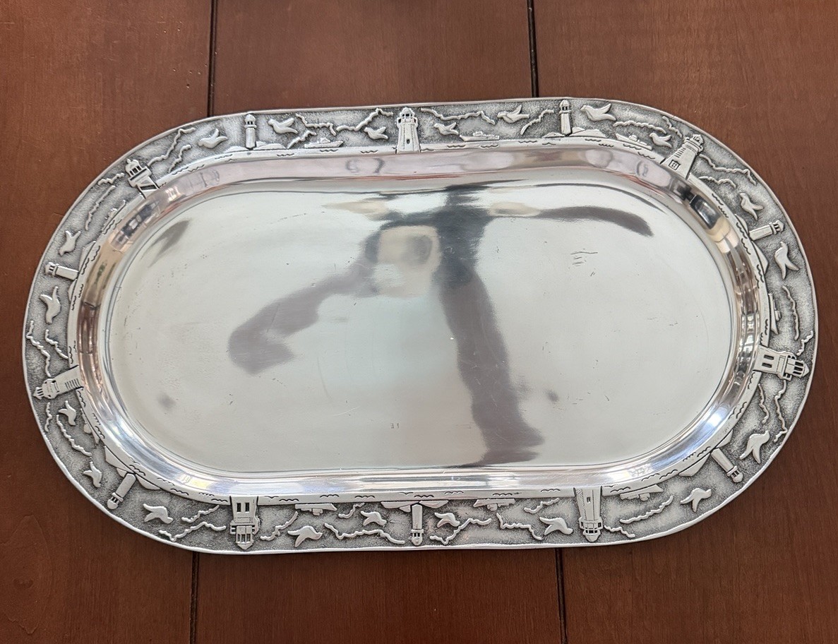 Vintage Wilton Armetale Rare Platter Serving Tray Lighthouses Oven Freezer Safe Vintage Wilton Armetale Rare Platter Serving Tray Lighthouses Oven Freezer Safe