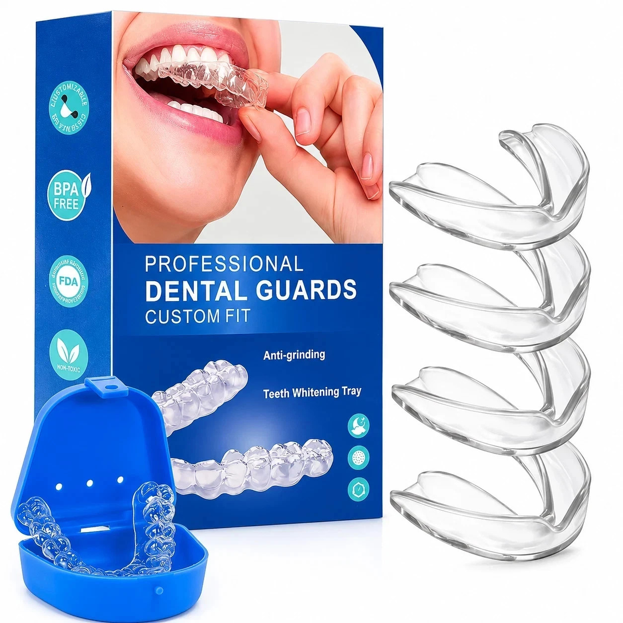4X Mouth Guard Teeth Grinding Guard Dental Night Guard Custom Fit for Bruxism