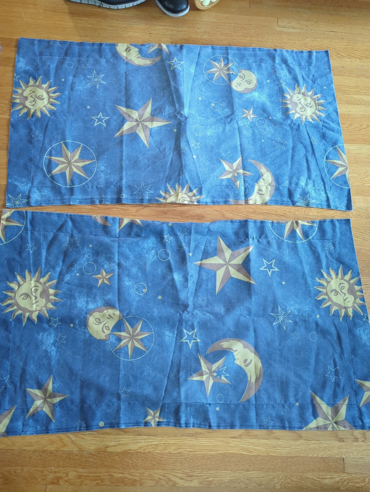 Set of (2) Vintage Celestial Sun Moon Stars Pillowcases - King Size Set of (2) Vintage Celestial Sun Moon Stars Pillowcases - King Size