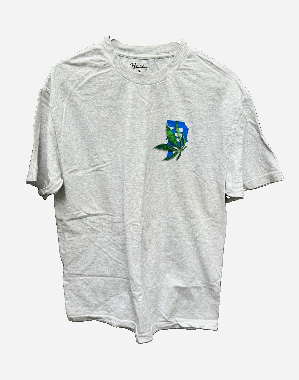 Primitive Off White Leaf Graphic Logo Crew Neck T-Shirt Short Sleeve Size L Primitive Off White Leaf Graphic Logo Crew Neck T-Shirt Short Sleeve Size L