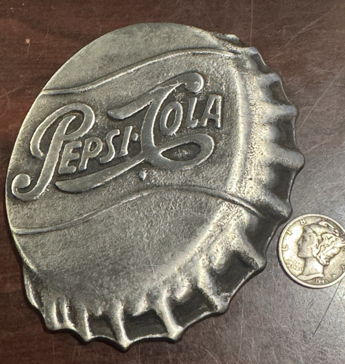 1951  Pepsi Cola Logoed Paperweight -Silver-Toned - (SEE PICS)  - SHIPS4FREE2US