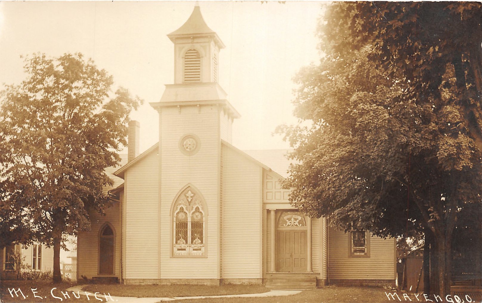 DC1/ Marengo Ohio RPPC Postcard c1910 M.E. Church Building 22