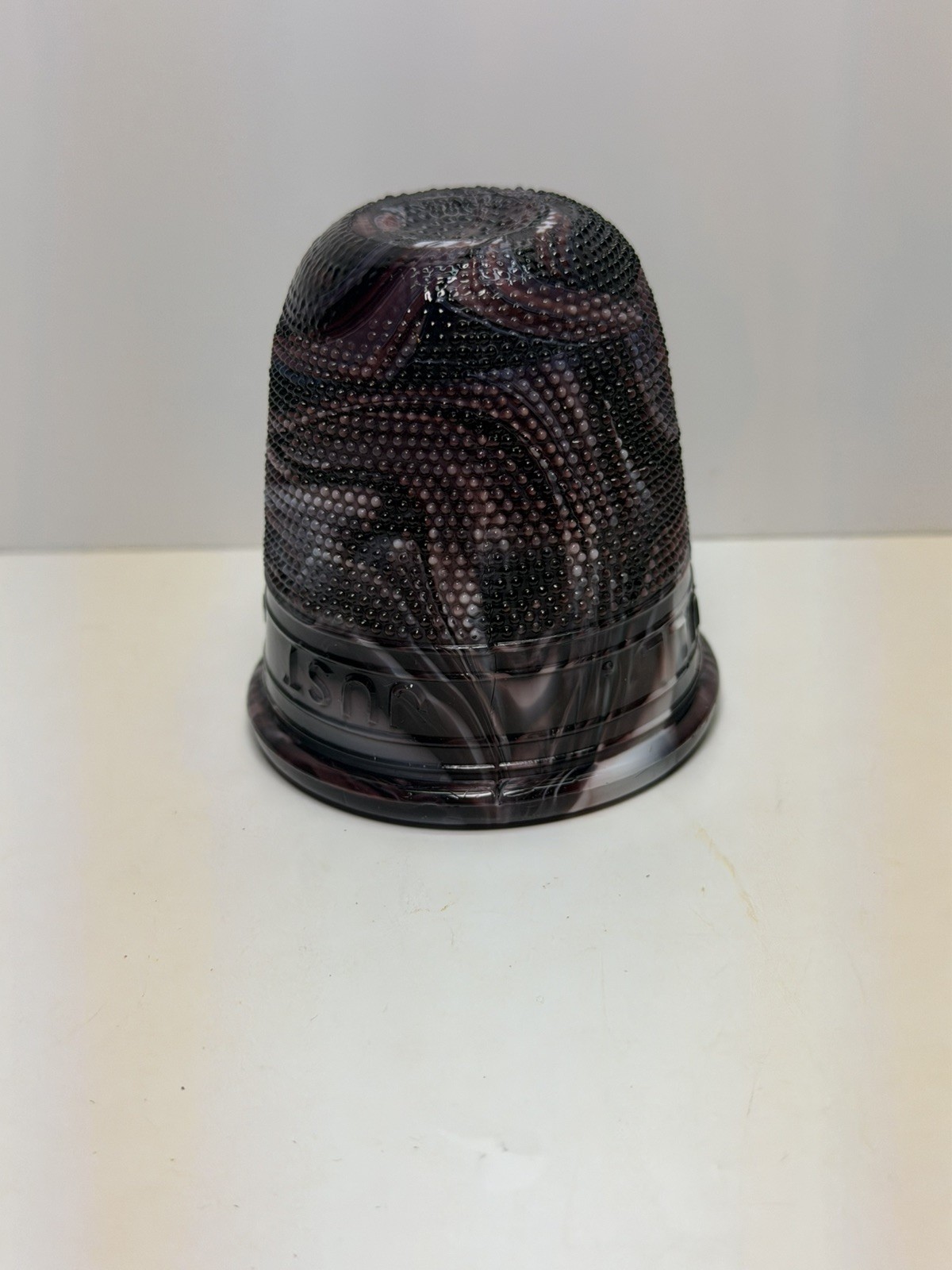 George Davidson Purple Swirl Malachite Slag Glass SHOT CUP: JUST A THIMBLE FULL George Davidson Purple Swirl Malachite Slag Glass SHOT CUP: JUST A THIMBLE FULL