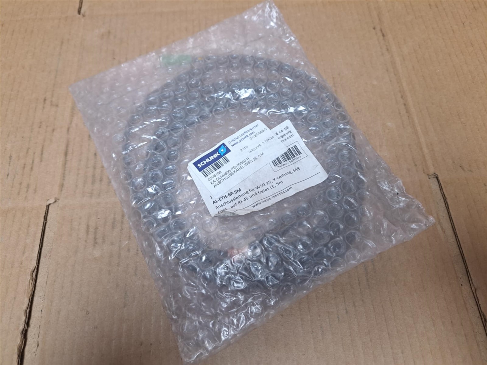Schunk Power Cable Part No. 0306169 AL-ETH-6P-5M