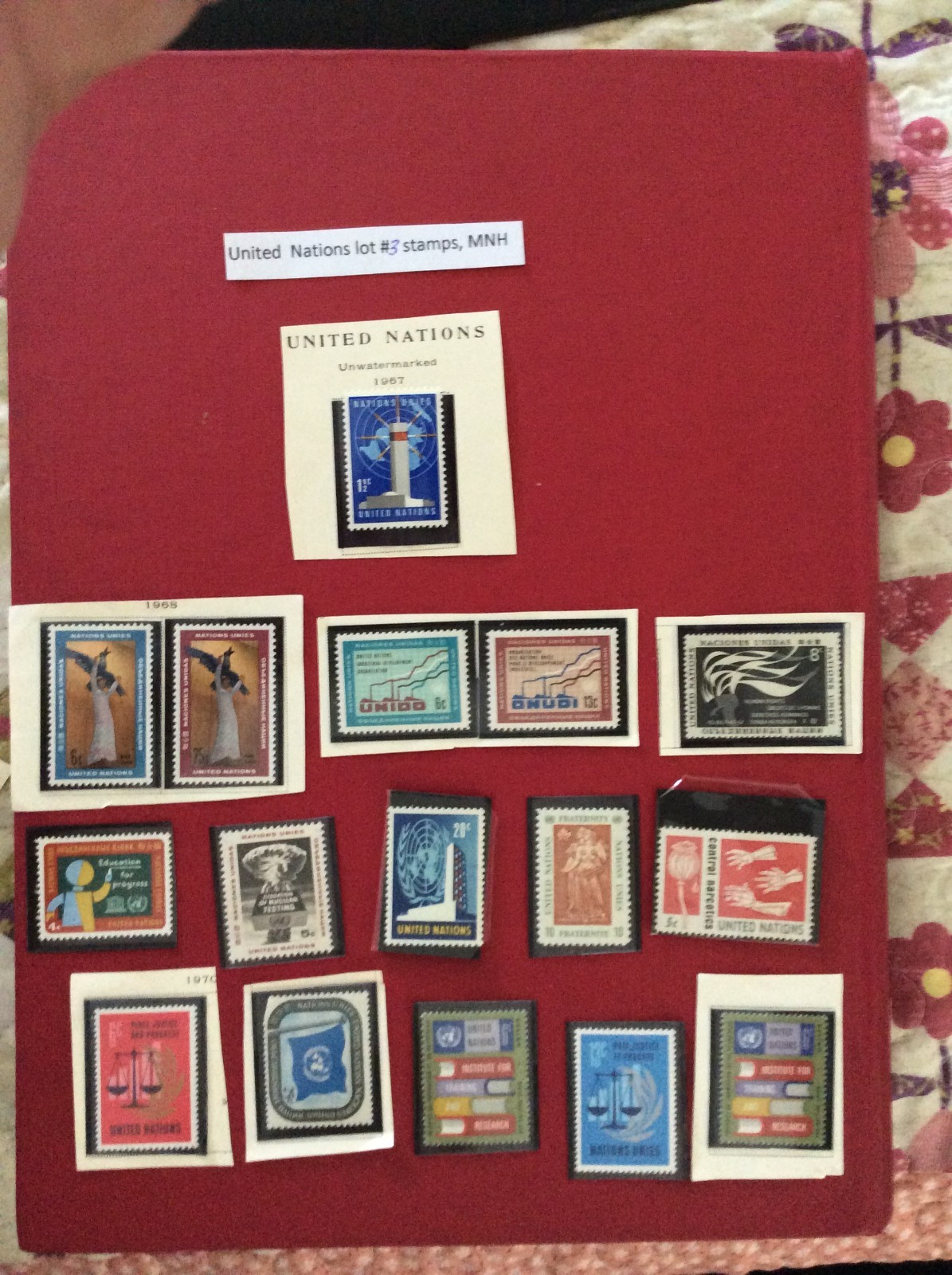 UNITED NATIONS NY 16 STAMPS MINT.30 YRS or OLDER.LOT #7. 