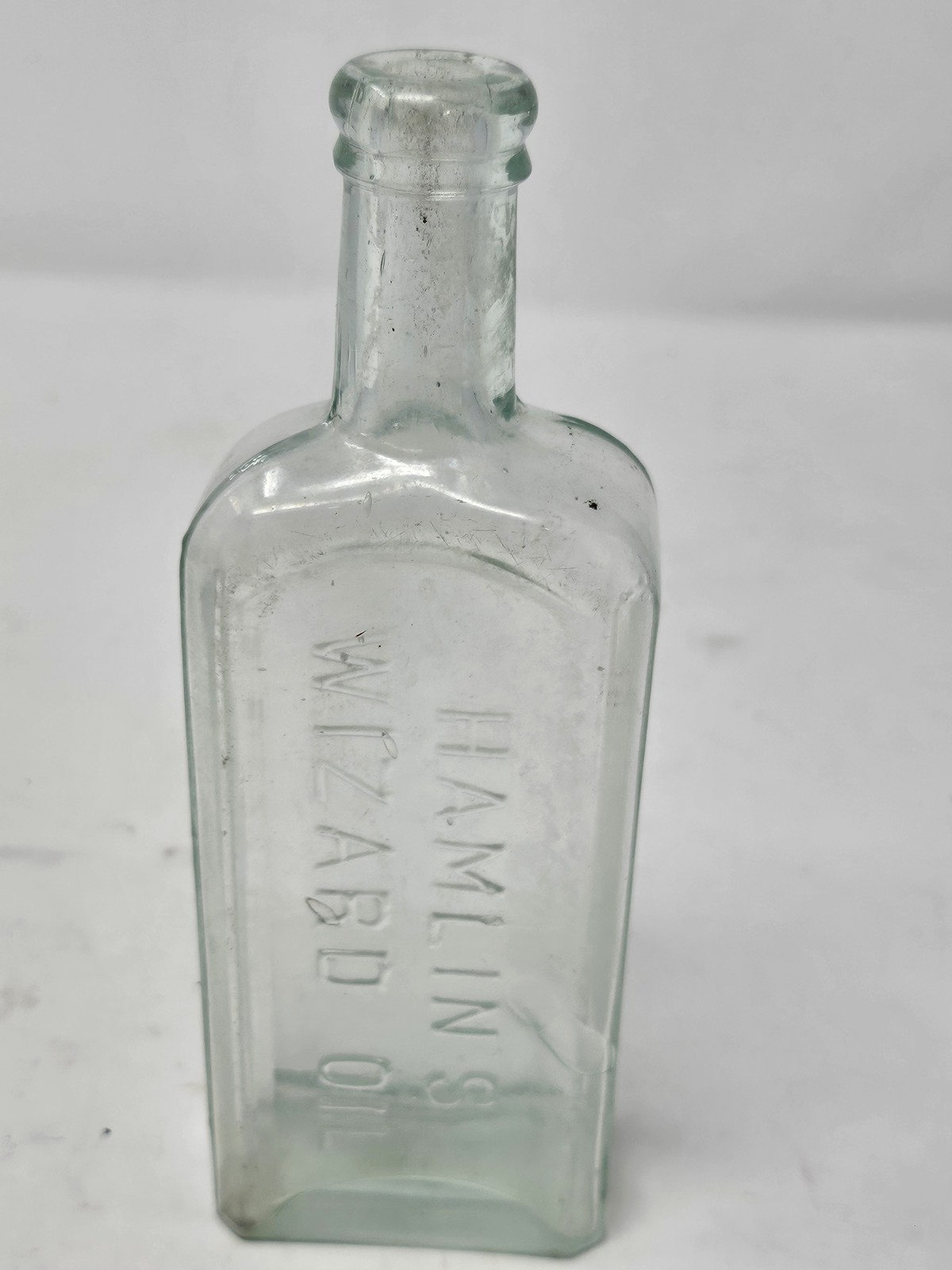 Antique 1890s Hamlin's Wizard Oil Bottle, Aqua, EUC