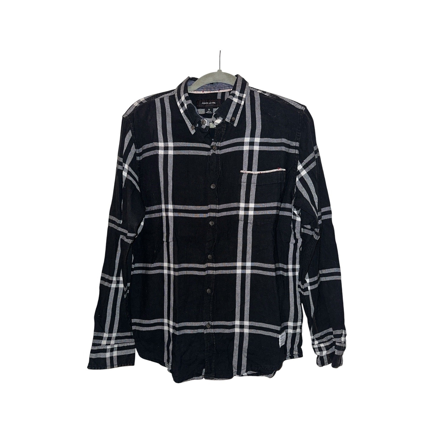 Adam Levine Collection Black Plaid Button Down Shirt - Size M