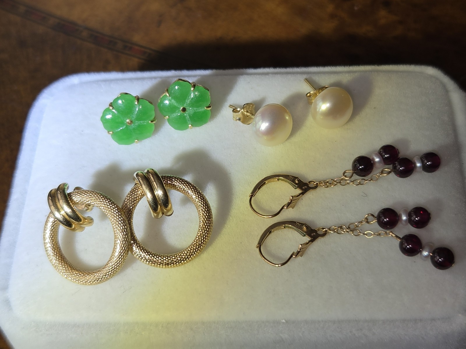 LOT SALE 4 PAIRS OF VINTAGE 1970s-80s 14k SOLID YELLOW GOLD EARRINGS 9.5g