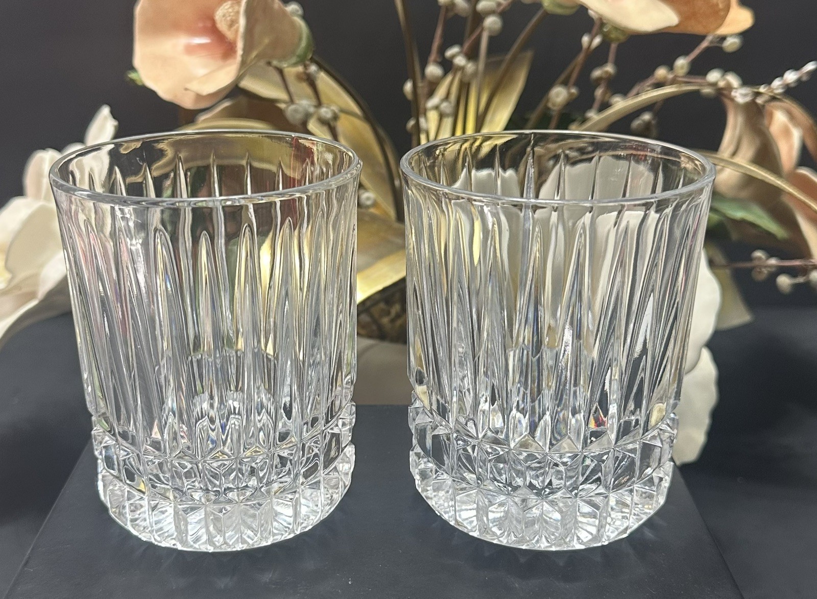 2 Fostoria Heritage Clear Crystal Double Old Fashioned Glasses 8oz 2 Fostoria Heritage Clear Crystal Double Old Fashioned Glasses 8oz