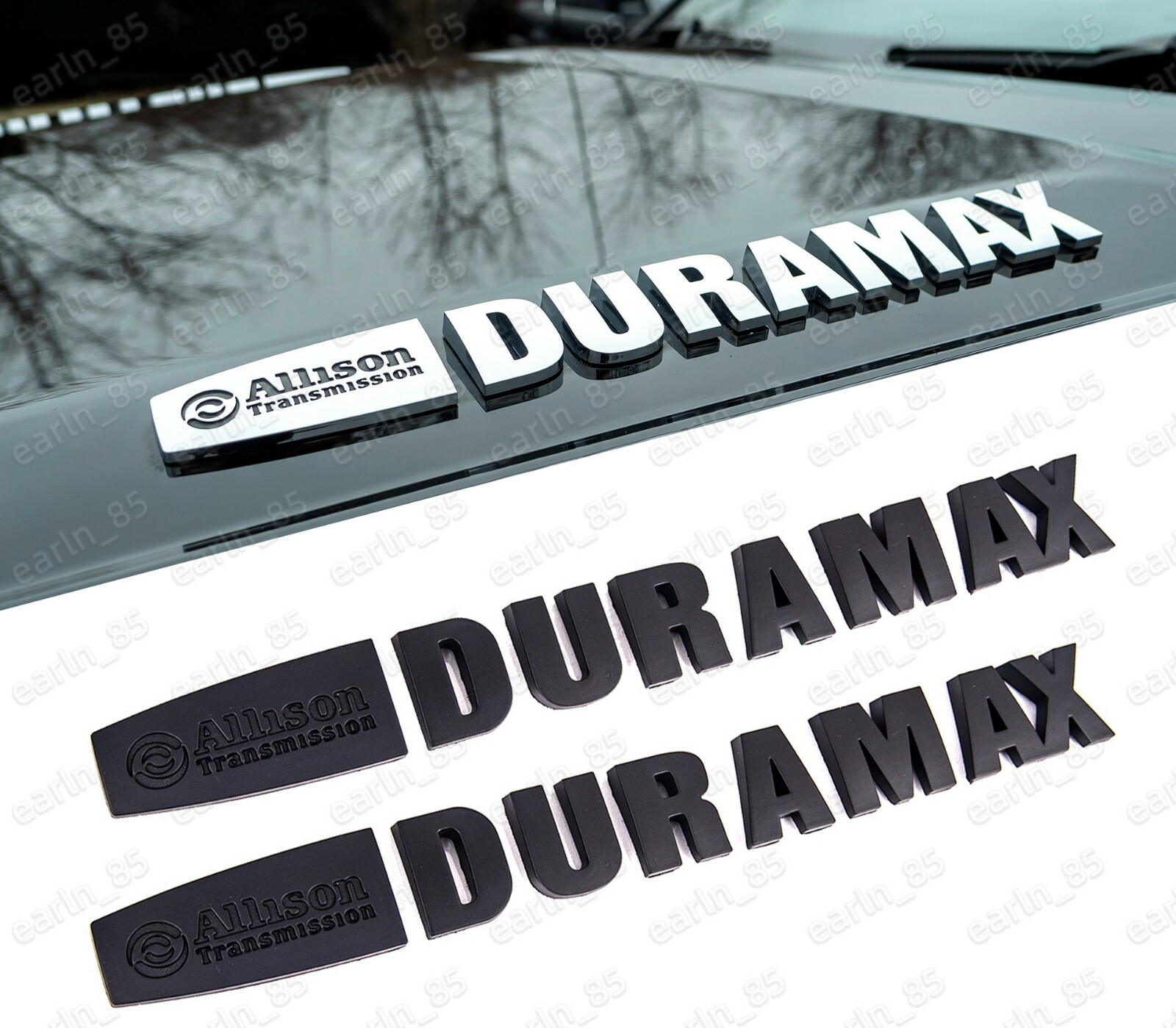 2x Matte Black  Allison Transmission Duramax Hood Emblem Badge Trucks