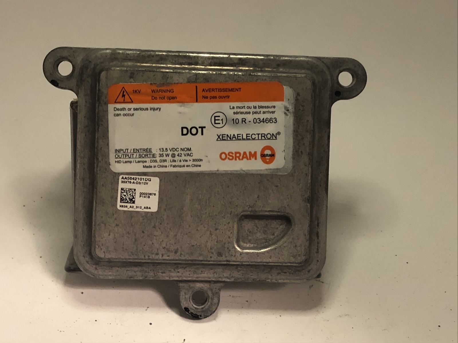 Xenon HID Headlight Control Module Ballast White Label OEM OSRAM AA5642101DG
