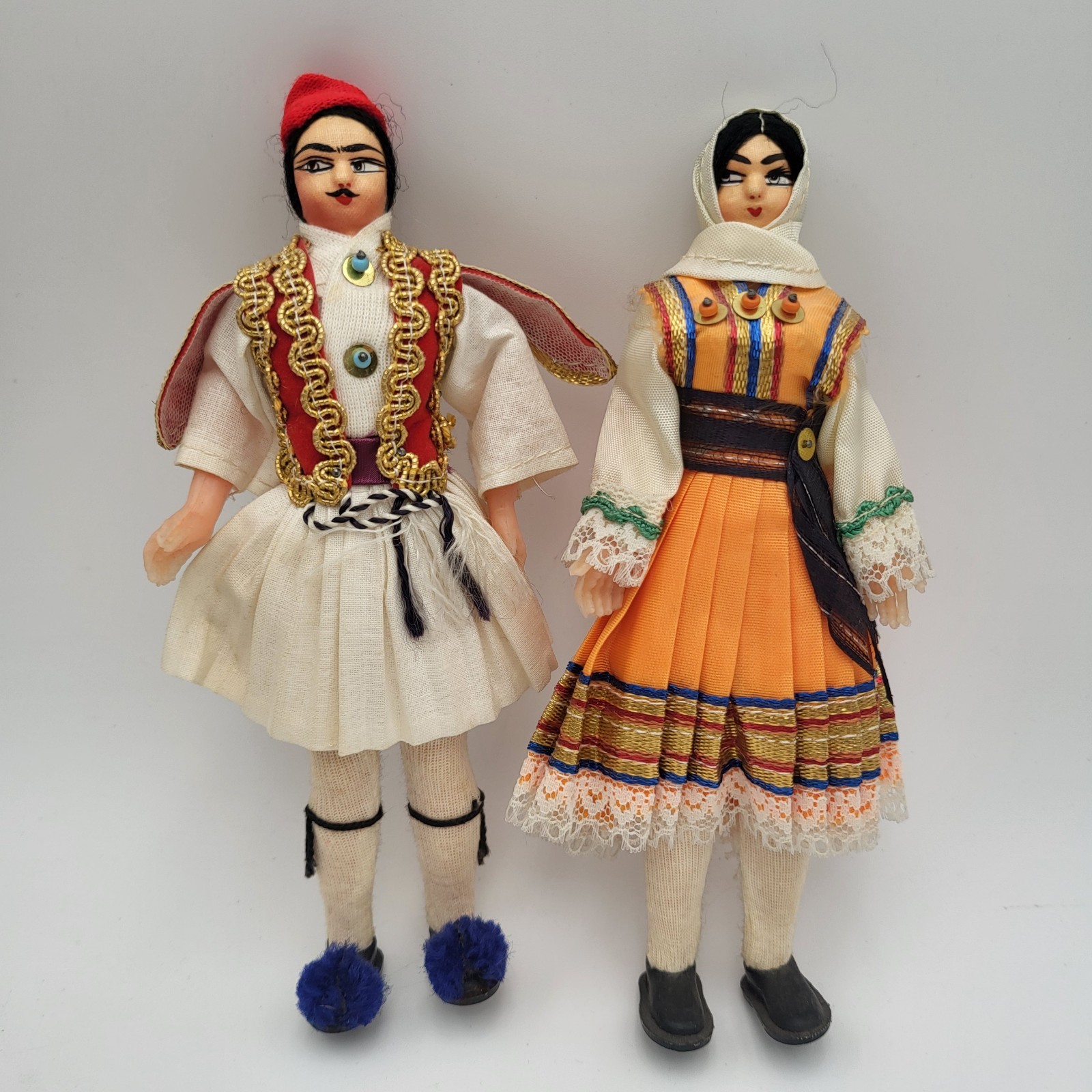 Vintage Turkish Souvenir Dolls Man & Women w/ Traditional Clothes 8\