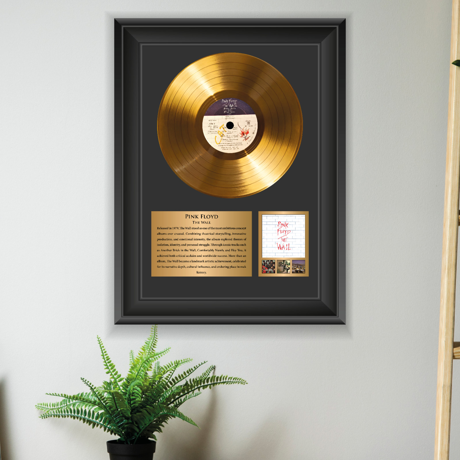 Gold Plated Pink Floyd Vinyl Record Framed Display Music Memorabilia Gift Gold Plated Pink Floyd Vinyl Record Framed Display Music Memorabilia Gift