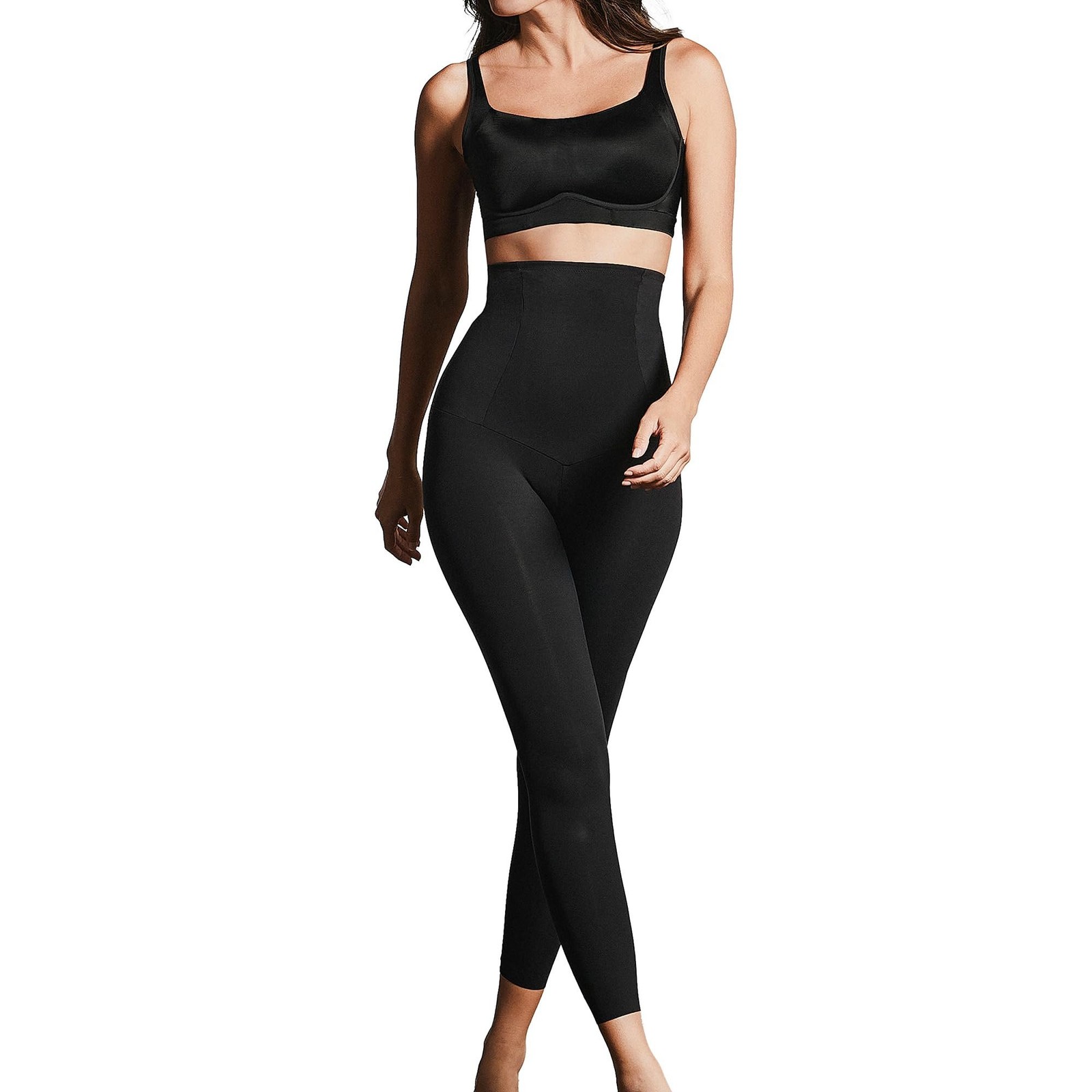 Leonisa Women's High Waisted Tummy Control Leggings Shapewear Comfort Black New Leonisa Women's High Waisted Tummy Control Leggings Shapewear Comfort Black New